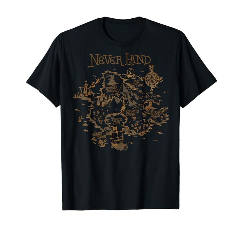 Disney Peter Pan Never Land Map Graphic T-Shirt T-Shirt | Amazon (US)