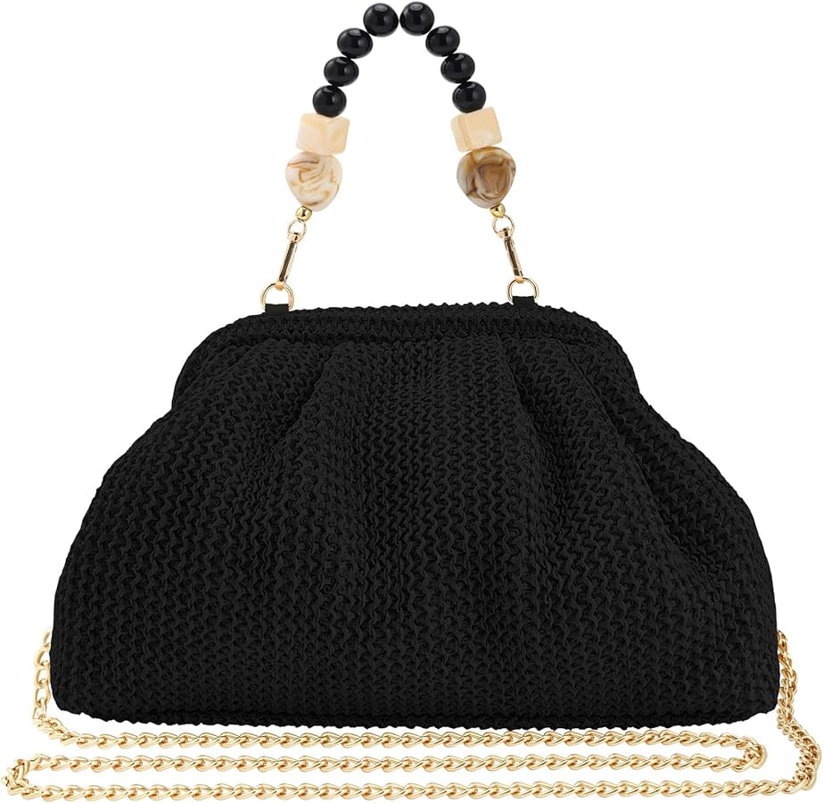 Women's Straw Crossbody Bag Summer Beach, Woven Clutch Purse with Detachable Strap for Vacation | Amazon (US)