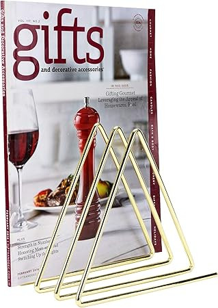 MyGift 3-Slot Desktop Triangular Gold-Tone Wire Metal Magazine, Book & File Sorter with 3-Slots | Amazon (US)