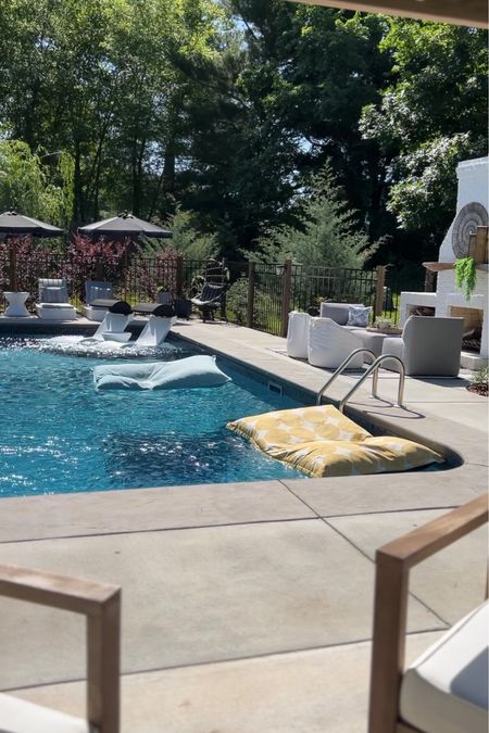 Summer vibes poolside! It is officially summer season, and we are already for friends and family to enjoy the pool. Pool floats, lounge chairs, pool loungers, umbrellas, outdoor furniture, fire table 

#LTKSeasonal #LTKSaleAlert #LTKHome