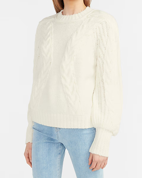 Cable Knit Balloon Sleeve Sweater | Express