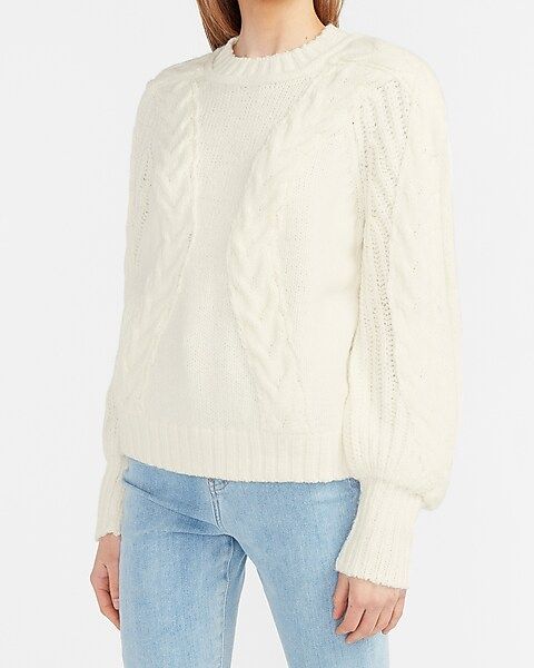 Cable Knit Balloon Sleeve Sweater | Express