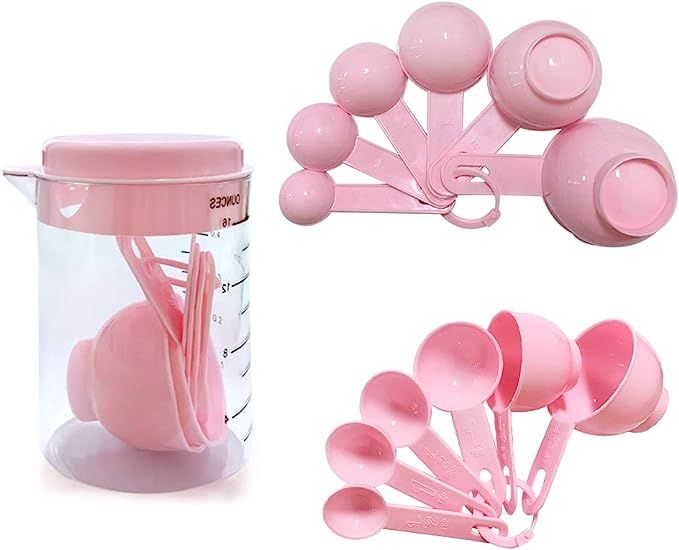 Salpplea 1 Piece Measuring Cup and Measuring Spoons Set, Spoon Set，Tea spoon，Set of 7, pink | Amazon (US)