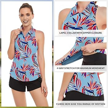 Soneven Women's Golf Shirts Sleeveless Floral Athletic Polo Shirts Moisture Wicking Tennis Shirts... | Amazon (US)