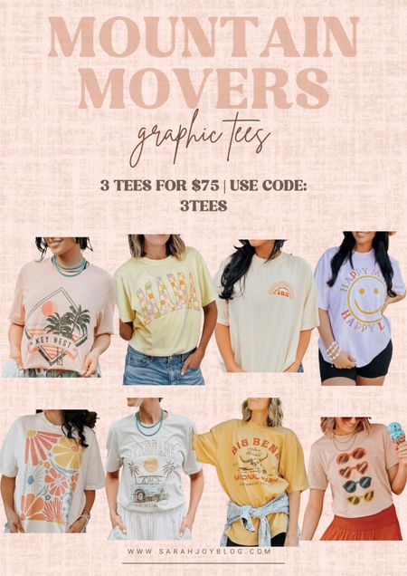 Mountain Movers Graphic Tees! 3 Tees for $75 with code: 3Tees

Follow @sarah.joy for more sale finds! 

#LTKstyletip #LTKfindsunder100
