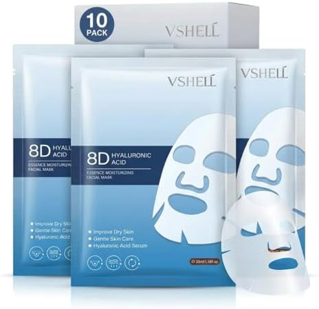 Hyaluronic Acid Face Sheet Mask \u2013 Hydrating & Plumping Facial Mask for Dry Skin \u2013 Deep ... | Amazon (US)