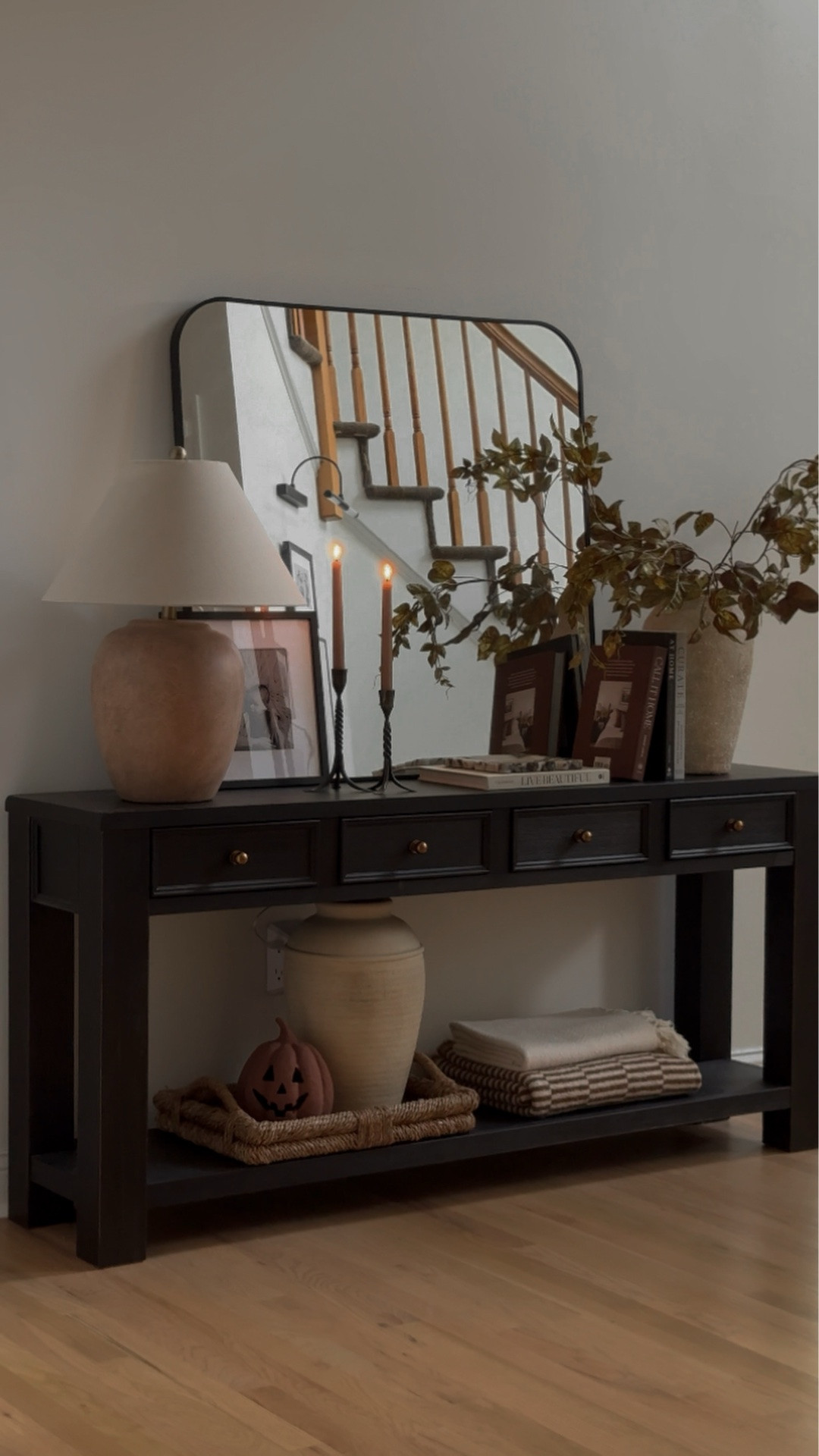 Fall entryway, fall decor, fall stems, console table decor, sideboard decor, foyer decor, entryway styling for fall, moody decor, shelf decor, console table  styling

#LTKHome