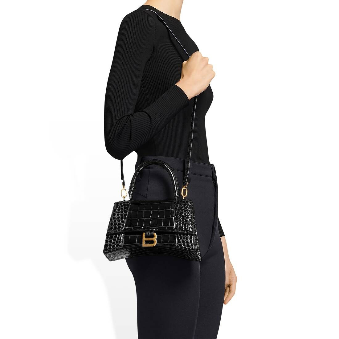 hourglass small handbag crocodile embossed | Balenciaga
