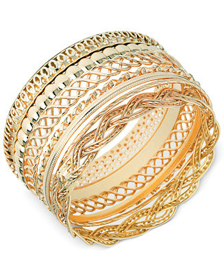 GUESS Textured Bangle Bracelet Set - Macy's | Macy's