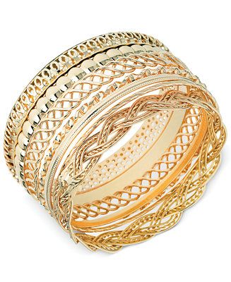 GUESS Textured Bangle Bracelet Set - Macy's | Macy's