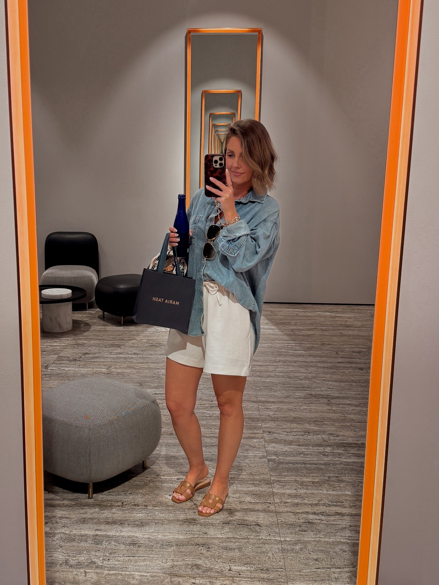 XS denim button down / XS shorts 

#LTKTravel #LTKPetite #LTKootd