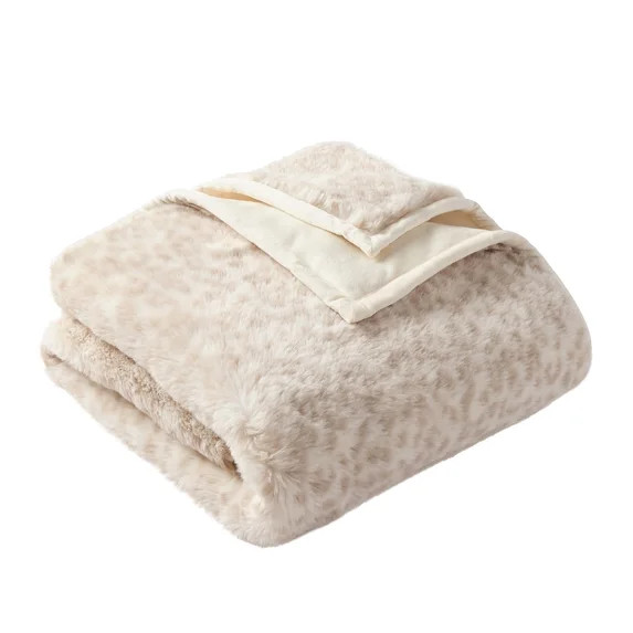 Better Homes & Gardens Ivory Leopard Faux Fur Oversized Throw, 50" x 72" | Walmart (US)