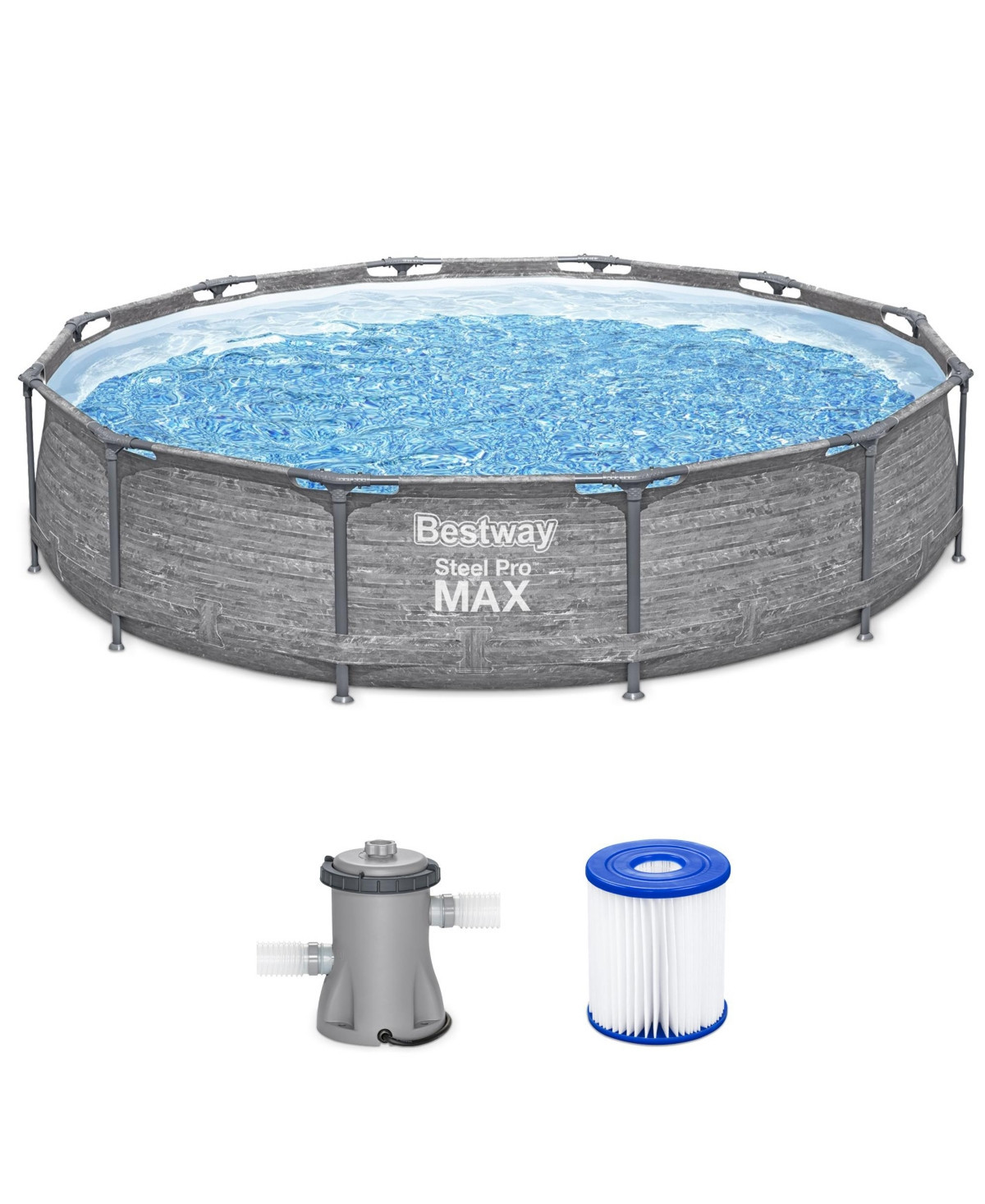 Bestway Steel Pro Max 12' x 30" Above Ground Outdoor Swimming Pool Set, Gray | Macy's