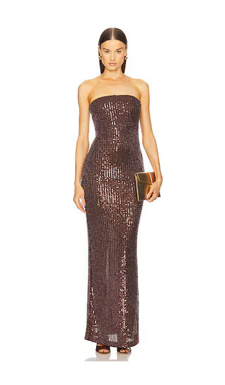 Michael Costello x REVOLVE Saskia Gown in Chocolate. - size S | Revolve Clothing (Global)