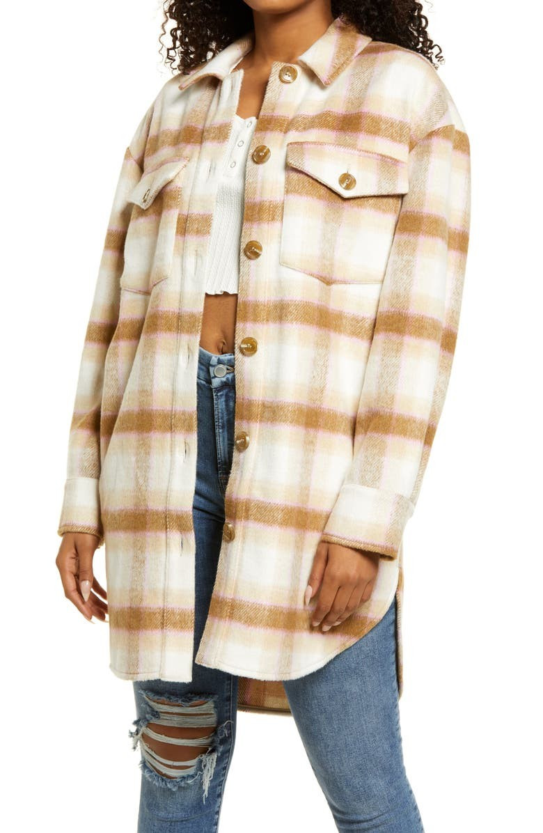 Brushed Plaid Oversize Shirt Jacket | Nordstrom