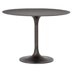 Mona Mid Century Antique Rustic Metal Tulip Dining Table - 42"W | Kathy Kuo Home