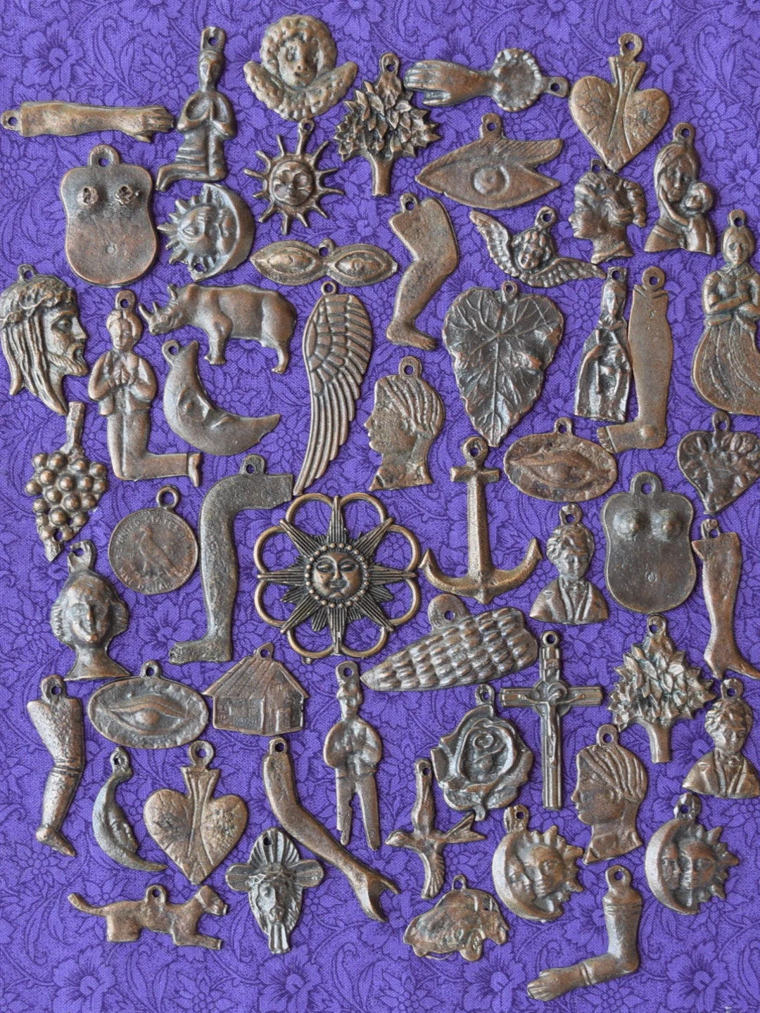 Milagros Large Charms Heart Included Milagro Ex Voto Charms Antiqued Love Heart Locket Pendant 18... | Etsy (US)