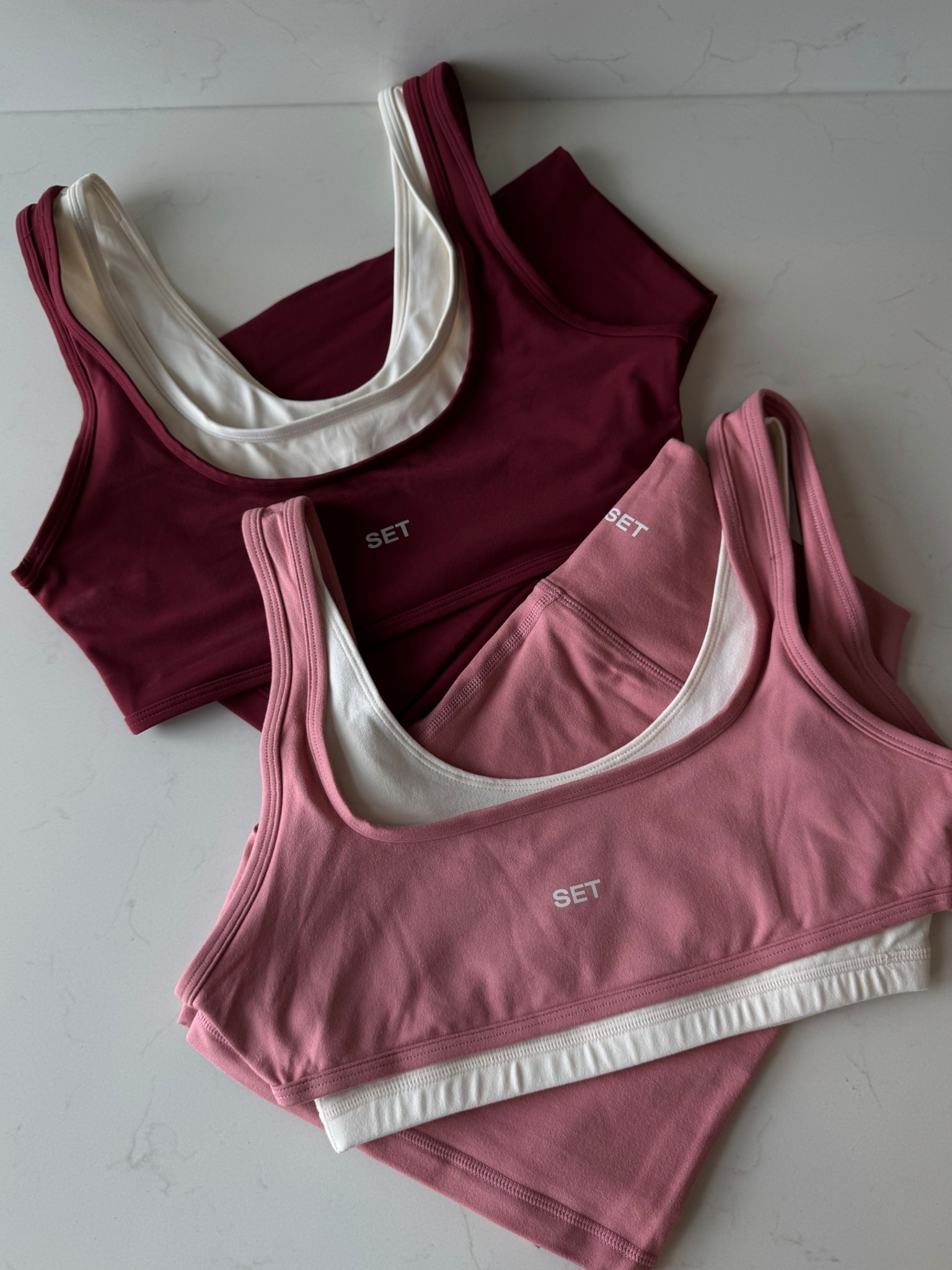 Size small in tops, medium in bottoms 