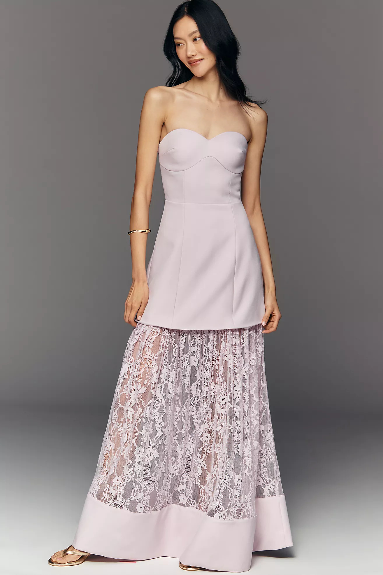 Elliatt Saphine Strapless Lace Maxi Dress | Anthropologie (US)