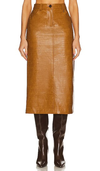 Marlon Midi Skirt in Russet Brown | Revolve Clothing (Global)