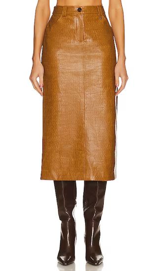 Marlon Midi Skirt in Russet Brown | Revolve Clothing (Global)