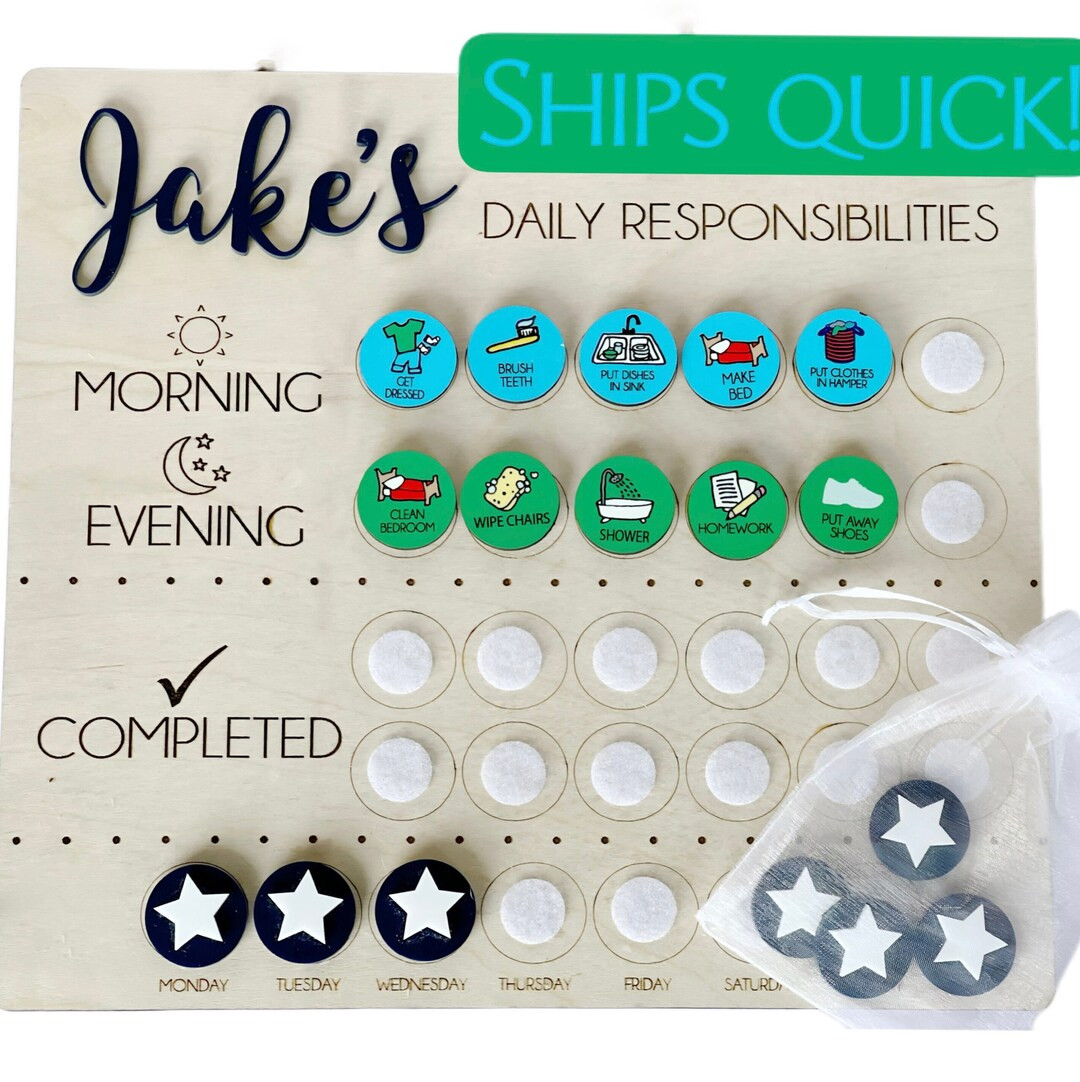 Chore Chart with Pictures for Kids, Personalized Daily Routine Chart, Toddler Chore Chart, Visual... | Etsy (US)
