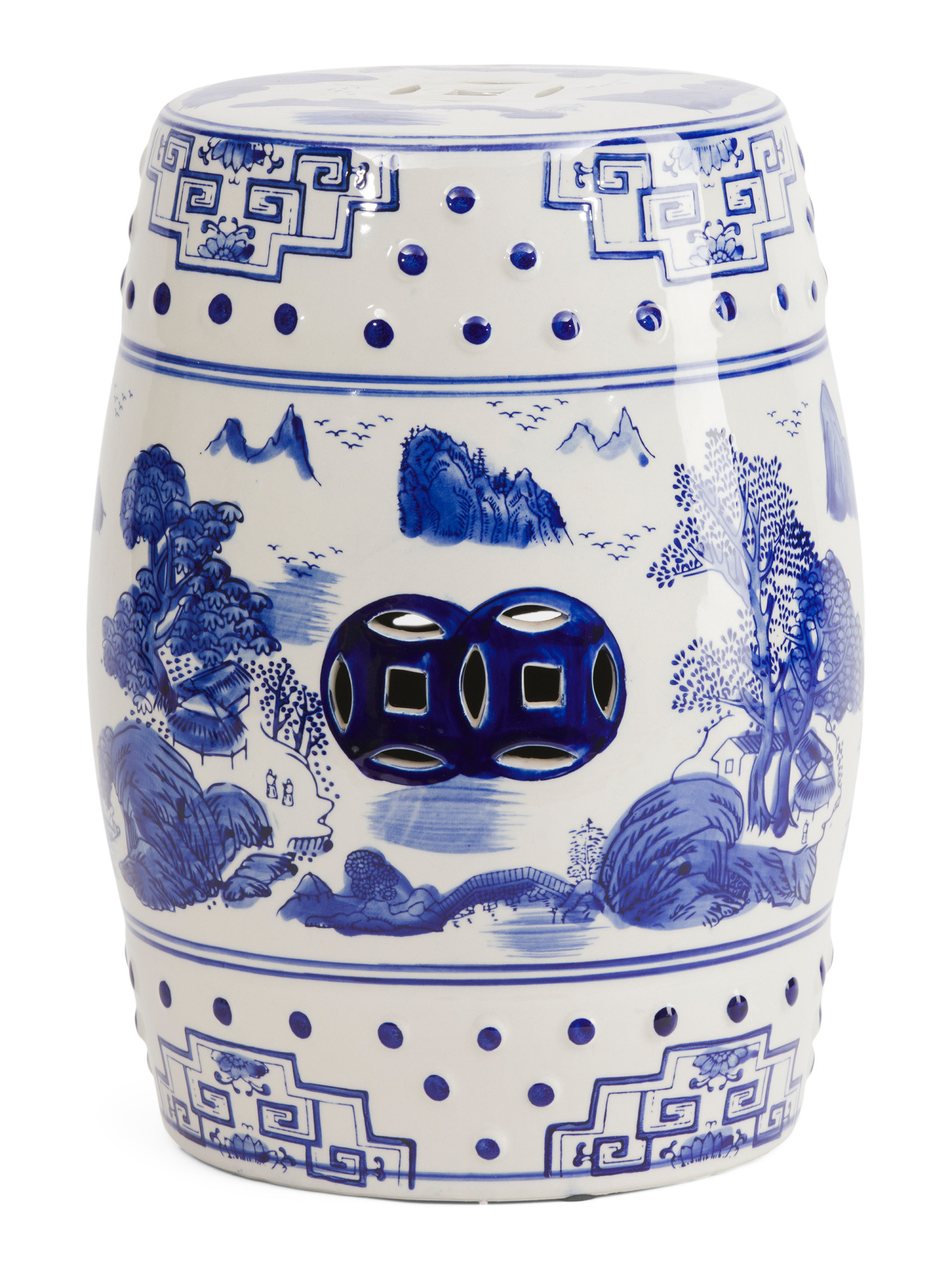 18in Chinoiserie Ceramic Decorative Stool | Chairs & Seating | Marshalls | Marshalls