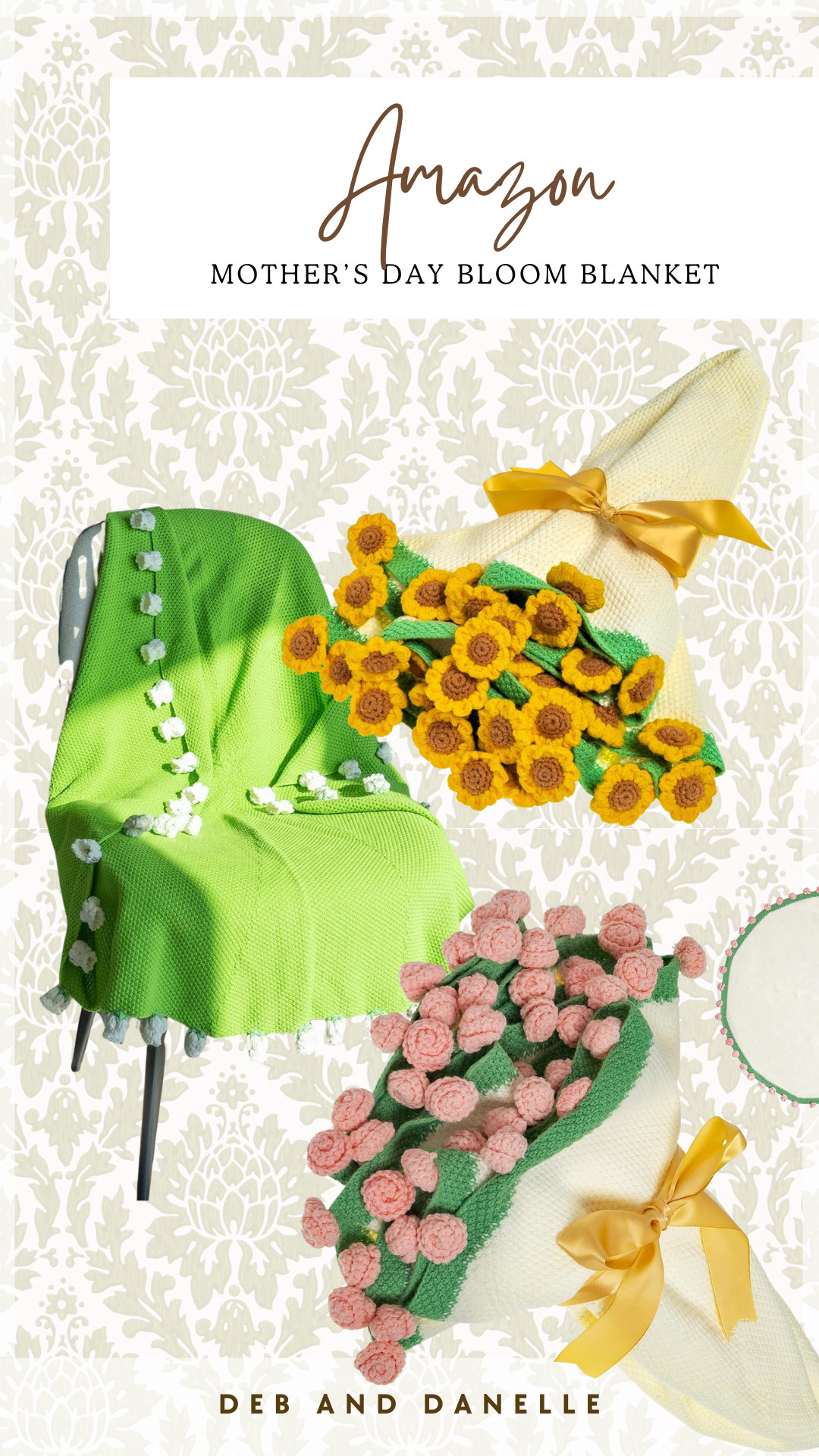 This bouquet blanket makes an original Mother's Day gift idea. It can be gifted as a crochet flower bouquet and then it folds out into a blanket.  

 #LTKMothersDay #LTKmomlife #LTKHome