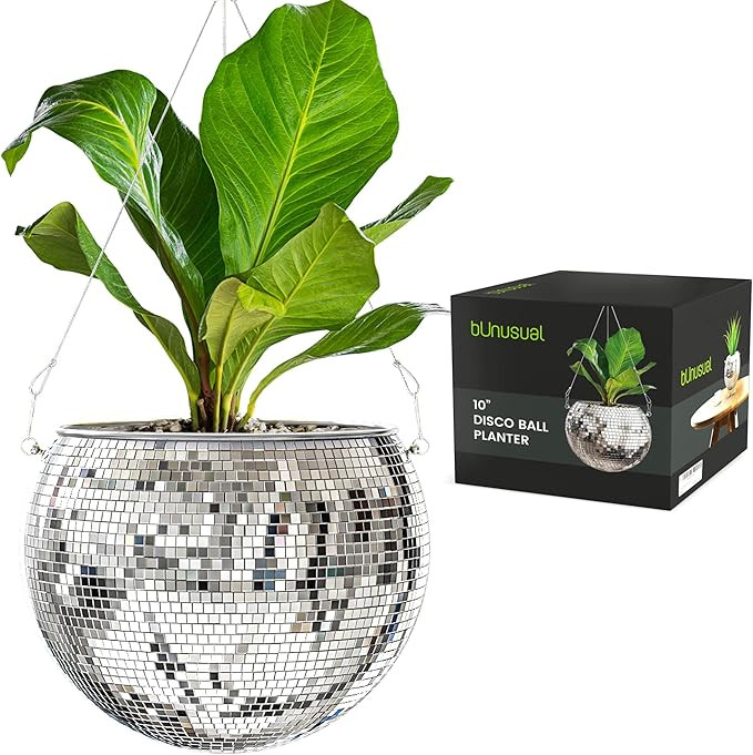 bUnusual Disco Ball Planter 10 inch – Fun 70s Disco Ball Plant Hanger with 360 Infinite Rotatio... | Amazon (US)