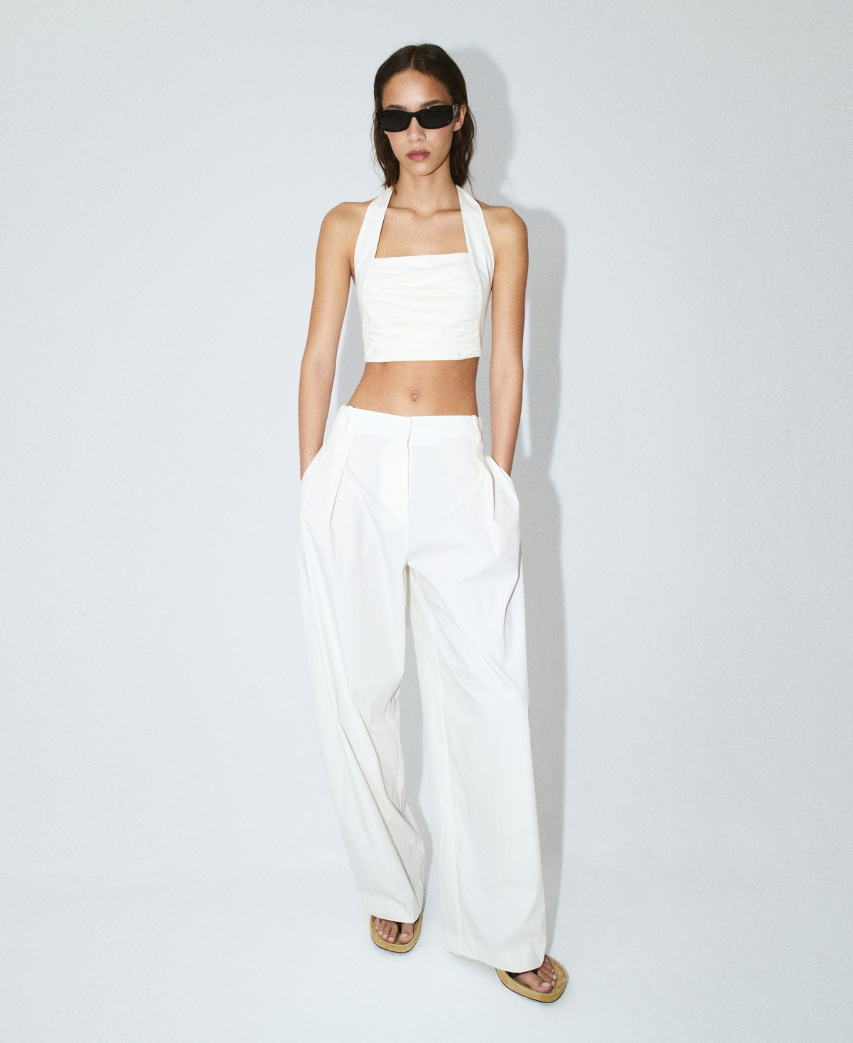 Mango Women's Straight Mid-Rise Pants - White | Macy's