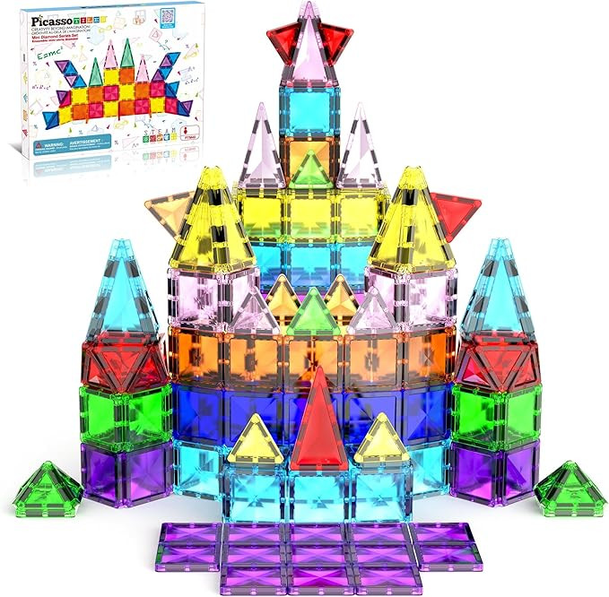PicassoTiles Magnetic Tiles Building Blocks Mini Size Diamond Series Magnet Toys Travel Size On-T... | Amazon (US)