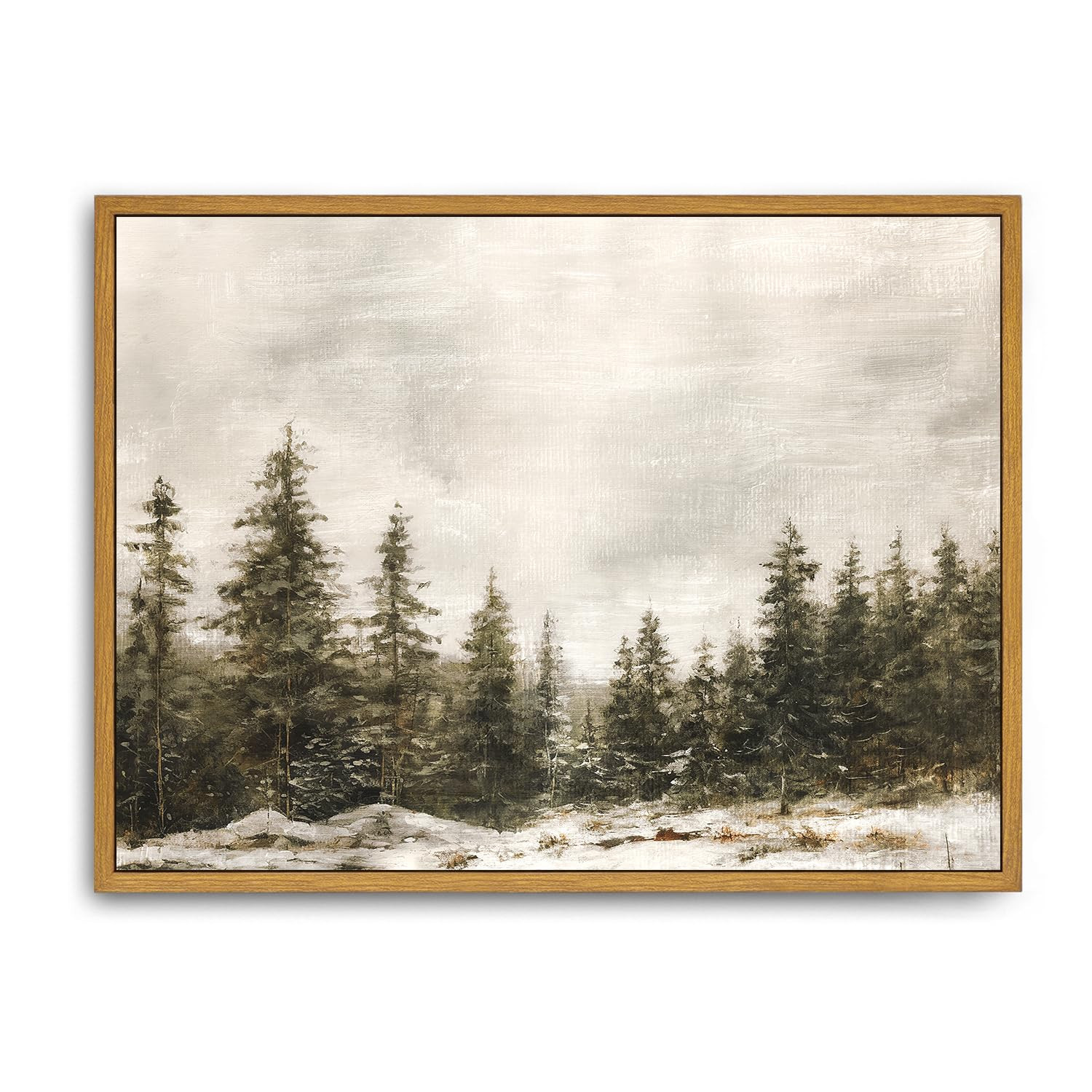 Roslynity Framed Canvas Wall Art Vintage Print Paintings Winter Pine Tree Forest Christmas Rustic... | Amazon (CA)