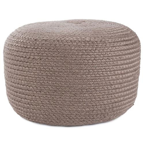 Jaipur Living Santa Rosa Coastal Light Grey Outdoor Round Pouf | Kathy Kuo Home