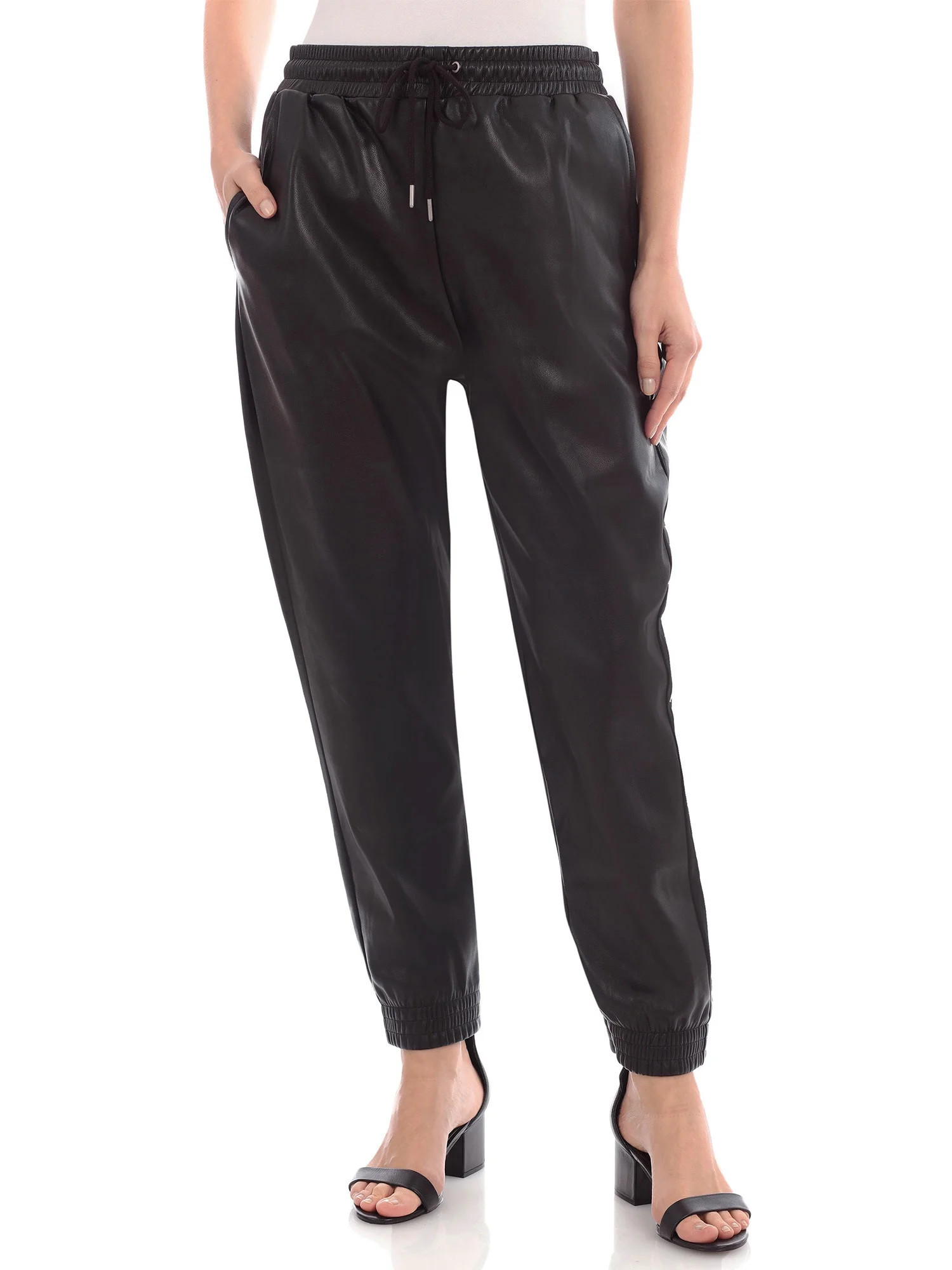 Bagatelle Collection Women's Faux Leather Joggers | Walmart (US)