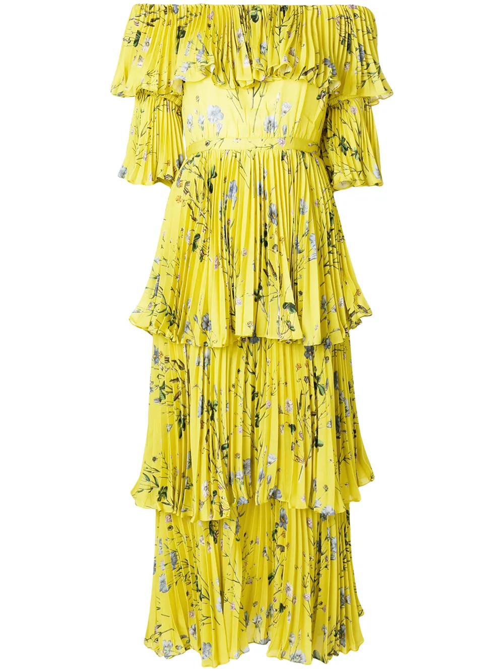 Self-Portrait layered floral maxi dress - Yellow & Orange | FarFetch US