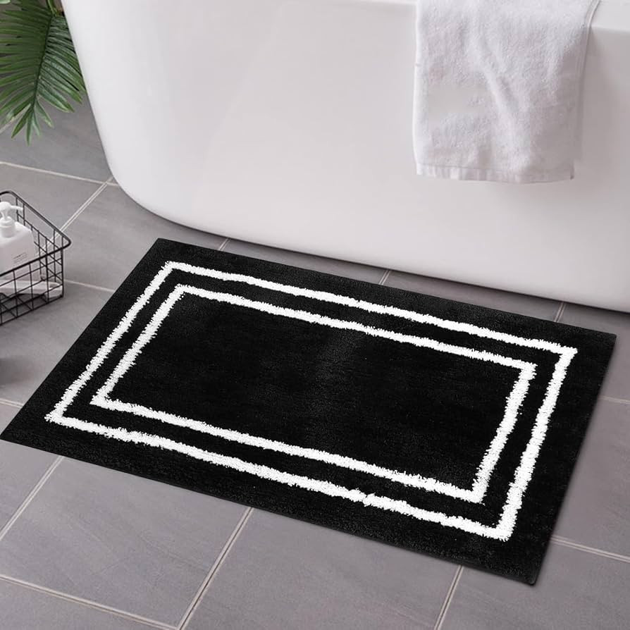 Uphome Bathroom Rugs Black Non-Slip Bath Mat Soft and Water Absorbent Bath Rug Machine Washable F... | Amazon (US)