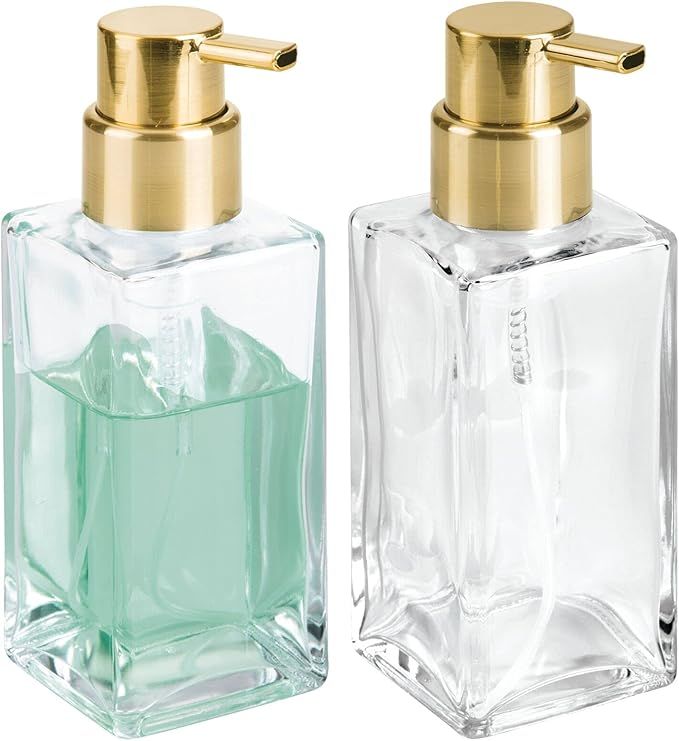 mDesign Modern Square Glass Refillable Foaming Hand Soap Dispenser Pump Bottle for Bathroom Vanit... | Amazon (US)