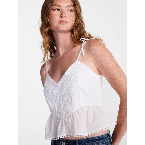 No Boundaries Lace Trim Peplum Tank, Women's XXS - XXL | Walmart (US)