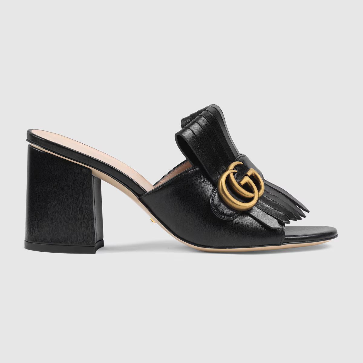 Leather mid-heel slide with Double G | Gucci (US)