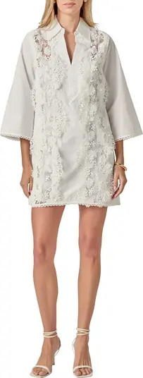 English Factory Lace Trim Mini Shirtdress | Nordstrom | Nordstrom
