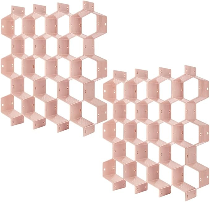 Poeland Drawer Divider Organizer 8pcs DIY Plastic Grid Honeycomb Drawer Divider Pink 2 Pack | Amazon (US)