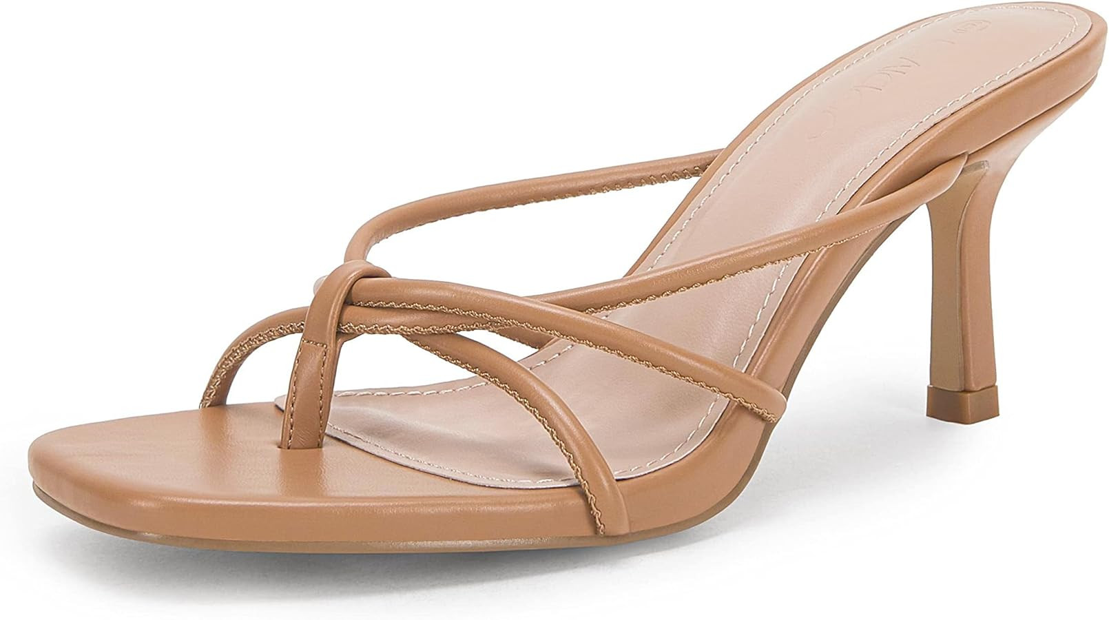 LAICIGO Women\u2019s Square Open Toe Flip Flops Stiletto Heels Strappy Thong Slide on Slingback M... | Amazon (US)
