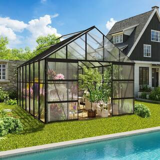 10 ft. x 16 ft. Outdoor Aluminum Frame Polycarbonate Greenhouse with Quick Setup Structure and Roof Vent | The Home Depot