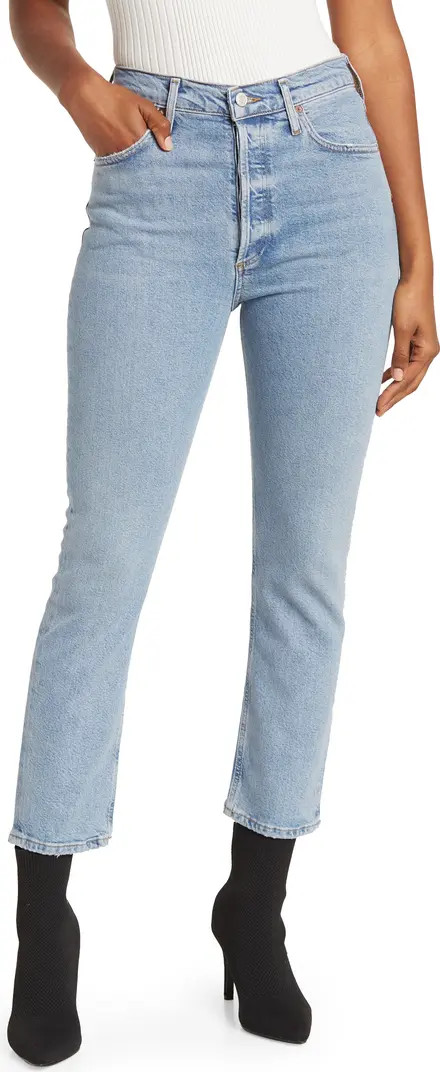 AGOLDE Riley High Waist Crop Straight Leg Jeans | Nordstrom | Nordstrom