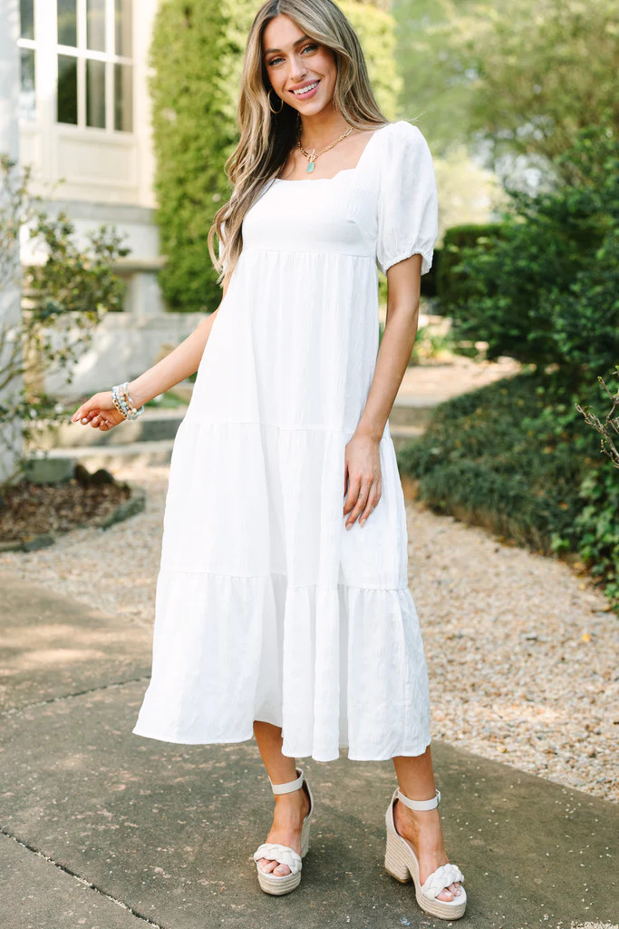 Think About It White Midi Dress | The Mint Julep Boutique