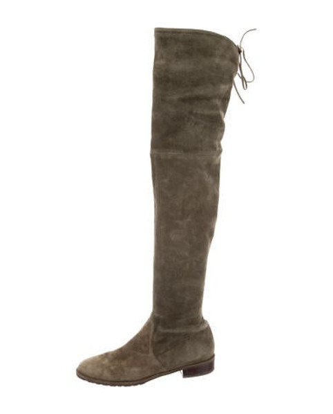 Stuart Weitzman Suede knee-High Boots Green | The RealReal