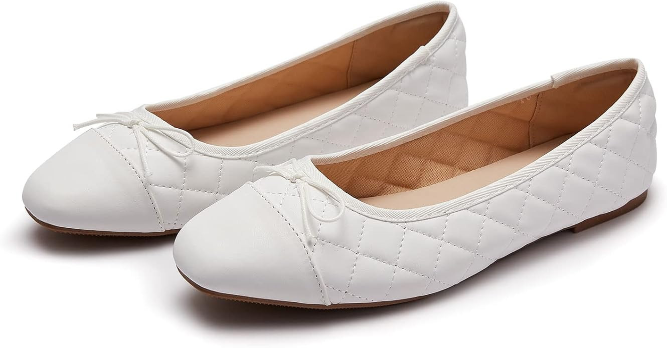 Women's Round Toe Ballet Flats Comfortable Bow Dressy Flats Shoes for Women | Amazon (US)