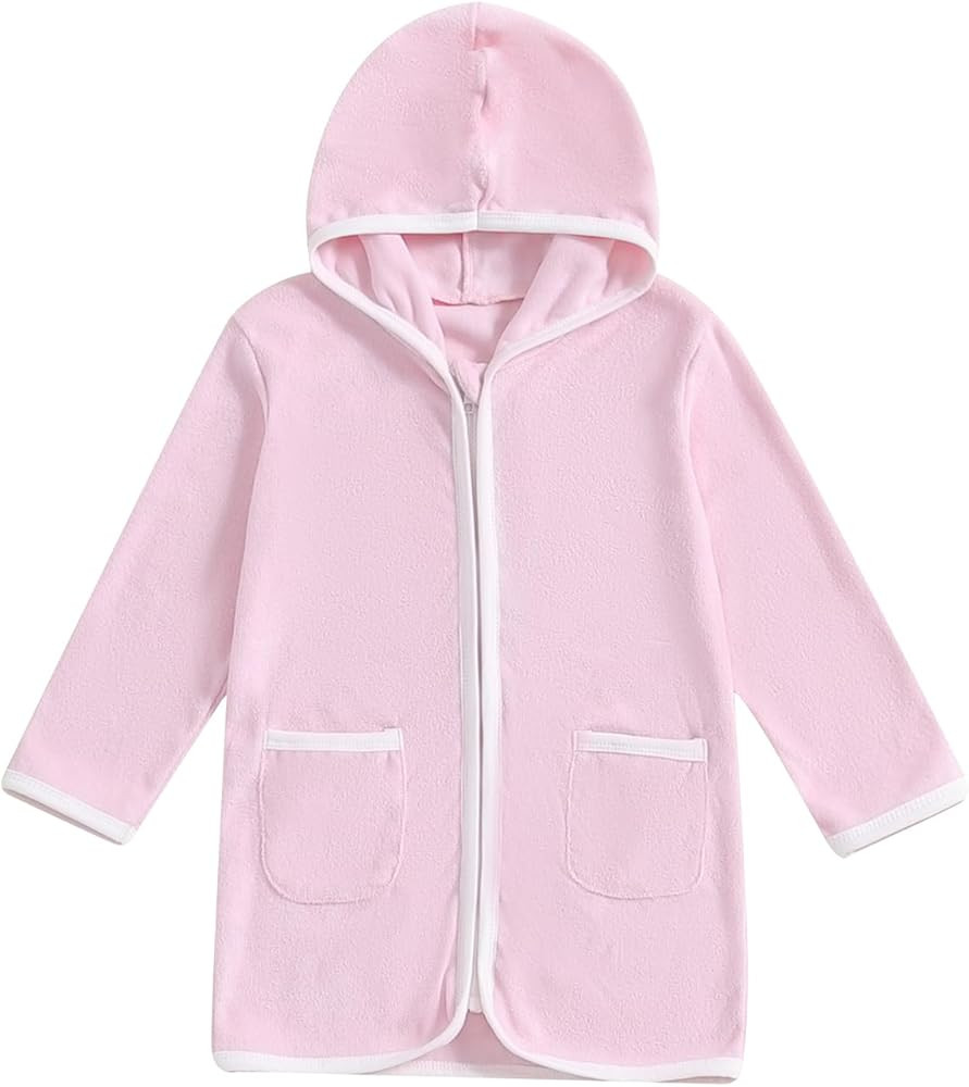 Girls Boys Terry Cloth Swim Cover Up Zip Up Hooded Bathing Suit Coverup Wraps Kids Pool Beach Rob... | Amazon (US)