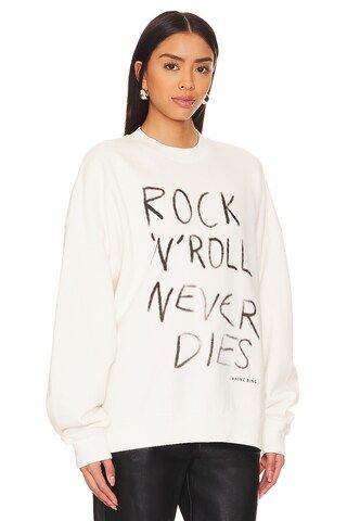 ANINE BING Miles Sweatshirt Rock N Roll in Ivory from Revolve.com | Revolve Clothing (Global)