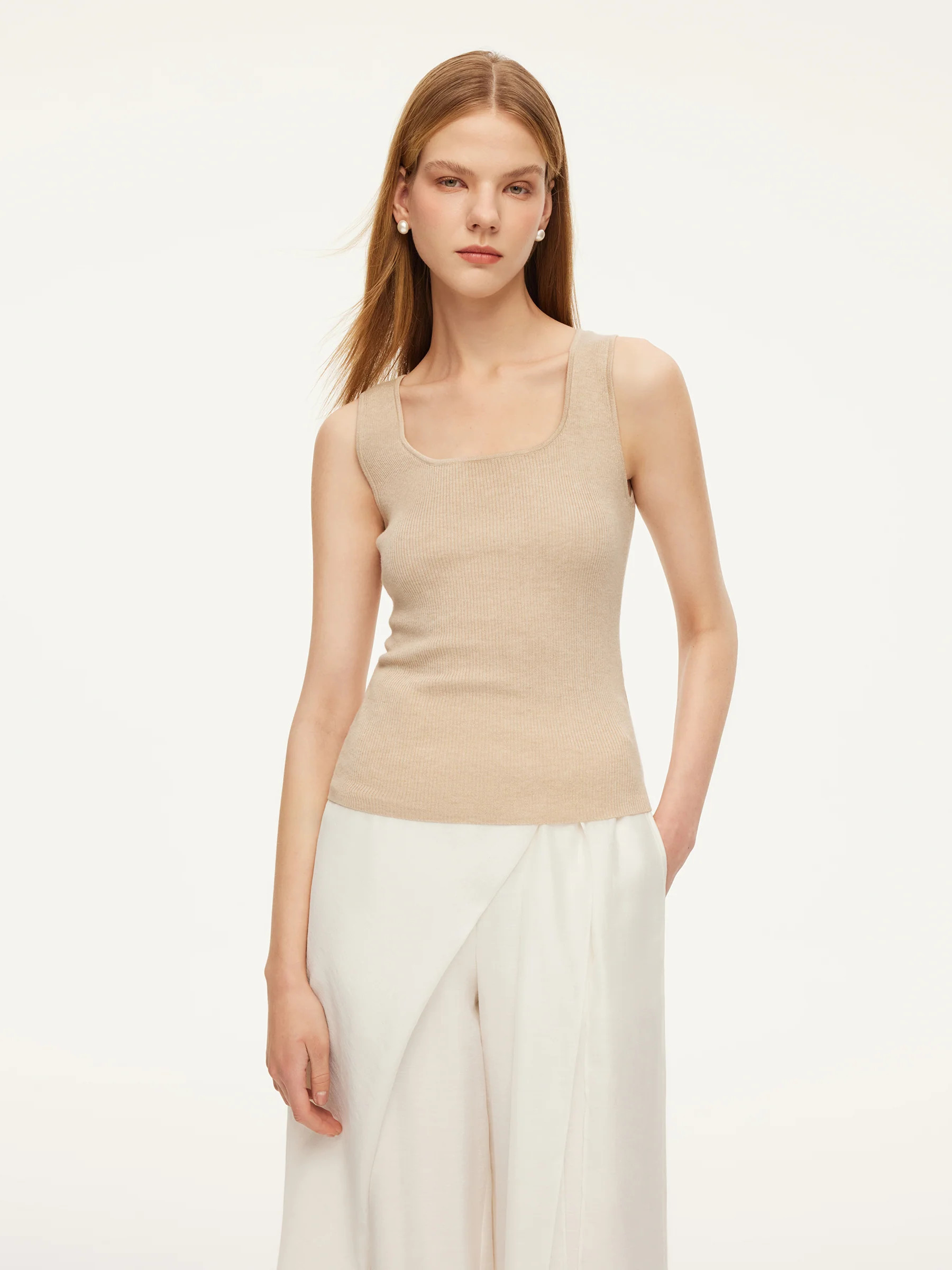 Damen Strick-Tanktop mit quadratischem Ausschnitt | GOELIA
